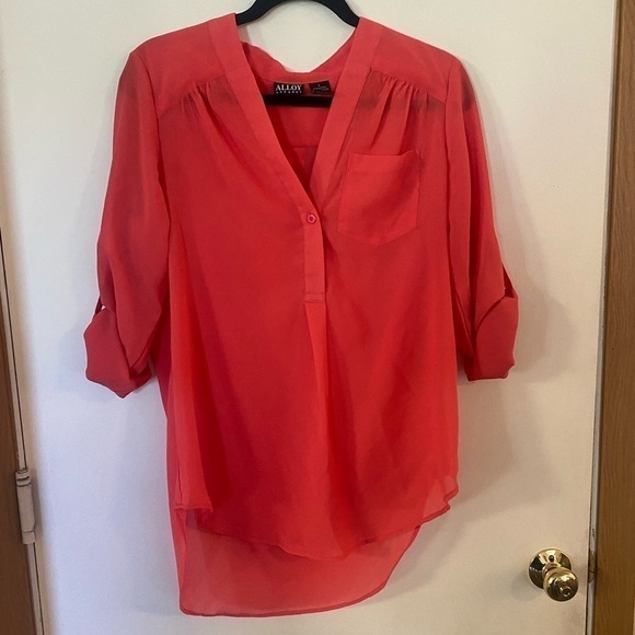 ALLOY Tops - ALLOY apparel, large, salmon, high, low convertible sleeve top